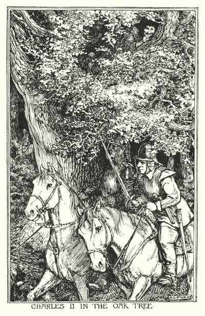 Karl II. im Eichenbaum (Lithografie) von Henry Justice Ford