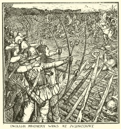 Englische Bogenschützen gewinnen bei Agincourt von Henry Justice Ford
