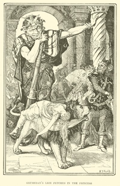 Grumedans Löwe holt die Prinzessin (Gravur) von Henry Justice Ford