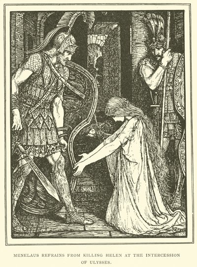 Menelaos verzichtet auf die Tötung von Helena auf Bitten von Odysseus von Henry Justice Ford