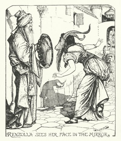 Renzolla sieht ihr Gesicht im Spiegel (Gravur) von Henry Justice Ford