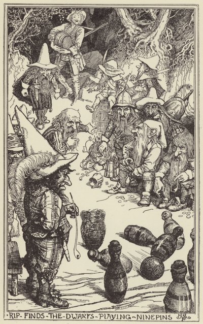 Rip findet die Zwerge beim Kegeln von Henry Justice Ford