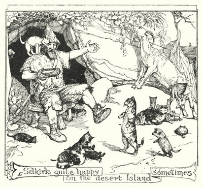 Selkirk manchmal ganz glücklich auf der einsamen Insel von Henry Justice Ford
