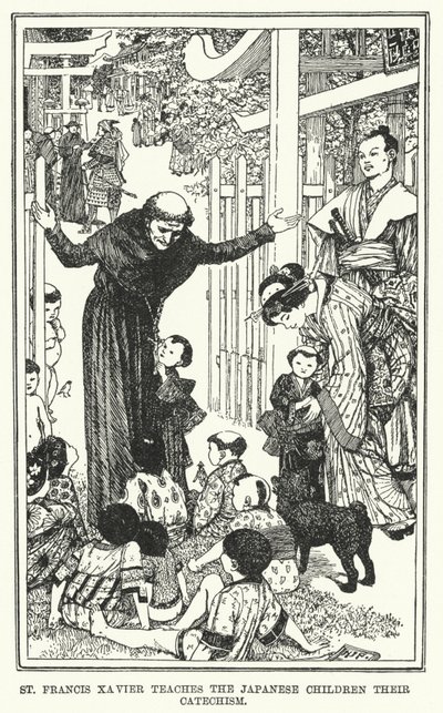 St. Franz Xaver lehrt die japanischen Kinder ihren Katechismus von Henry Justice Ford