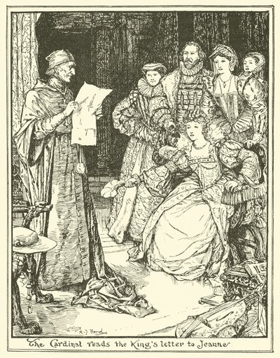 Der Kardinal liest Jeanne den Brief des Königs vor von Henry Justice Ford
