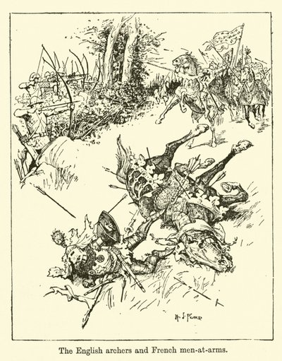 Die englischen Bogenschützen und französischen Fußsoldaten von Henry Justice Ford
