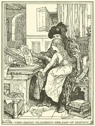 Der König zeigt Elisabeth ihre Schicksalskarte von Henry Justice Ford