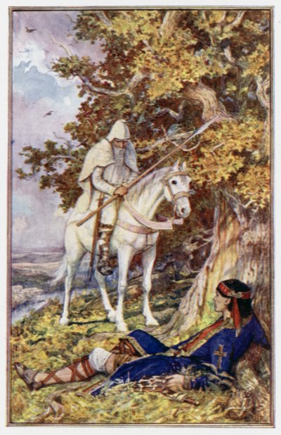 Der Mann auf dem weißen Pferd kommt, um St. Cuthbert zu heilen von Henry Justice Ford