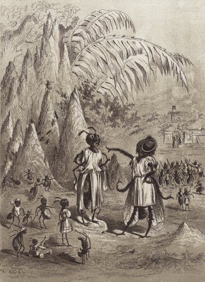 Die Fabeln des Äsop: Die Ameise und die Fliege (Lithografie) von Henry Louis Stephens