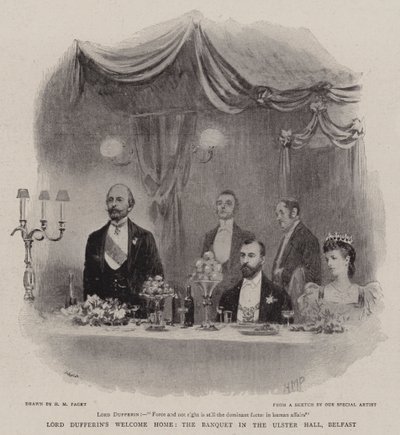 Lord Dufferins Willkommensfeier, das Bankett in der Ulster Hall, Belfast von Henry Marriott Paget