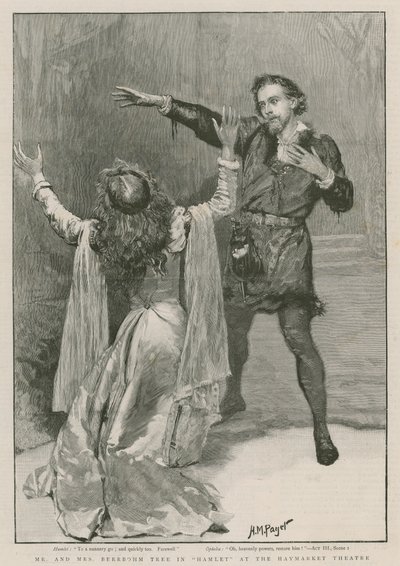 Mr und Mrs Beerbohm Tree in Hamlet im Haymarket Theatre (Gravur) von Henry Marriott Paget