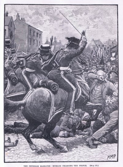Das Peterloo-Massaker: Husaren greifen das Volk an, 1819 von Henry Marriott Paget