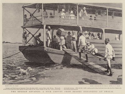 Der Vormarsch im Sudan, ein Krankentransport von Berber geht in Shalal an Bord von Henry Marriott Paget