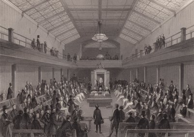 Der Sprecher rügt eine Person an der Bar im House of Commons, Westminster, London von Henry Melville