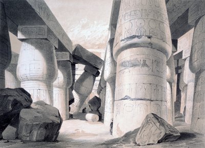 Innenansicht der großen Halle von Karnak, Ägypten, 1845 von Henry Pilleau