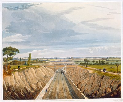 In der Nähe von Liverpool, Blick Richtung Manchester, Liverpool und Manchester Railway, 1833 von Henry Pyall
