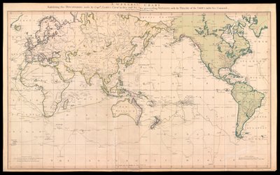 Eine allgemeine Karte, die die Entdeckungen von Kapitän James Cook in dieser und seinen beiden vorhergehenden Reisen mit den Routen der Schiffe unter seinem Kommando zeigt von Henry Roberts