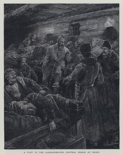 Ein Besuch im Zentralgefängnis von Alexandrofski bei Nacht von Henry Sandham