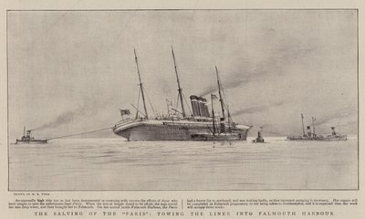 Die Bergung der Paris, Schleppen des Liners in den Hafen von Falmouth von Henry Scott Tuke