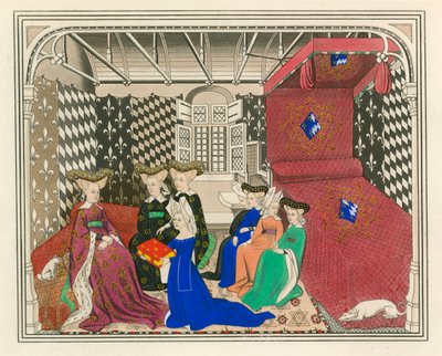 Christine de Pisan überreicht ihr Buch der Königin von Frankreich, frühes 15. Jahrhundert von Henry Shaw