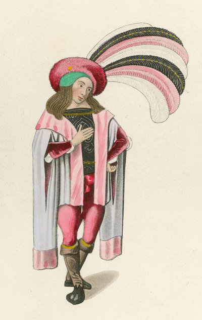 Figur 1 aus der Romanze der Rose, c.1480, im British Museum, Harl M S 4425 von Henry Shaw