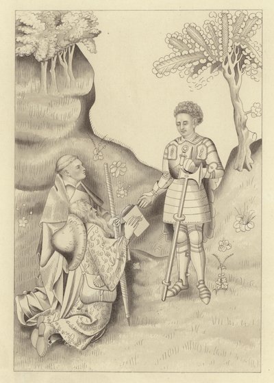 John Lydgate, präsentiert sein Buch dem Earl of Salisbury von Henry Shaw