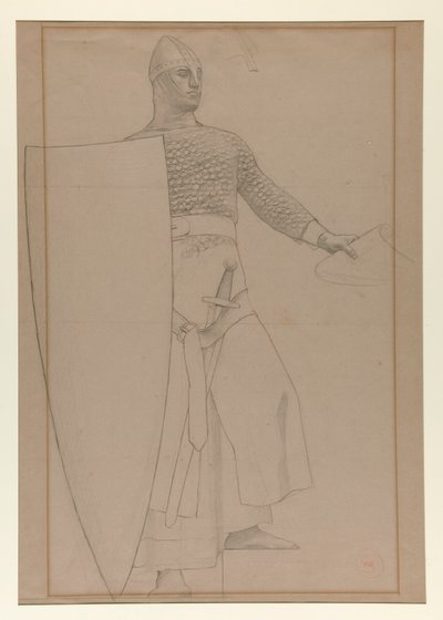 Ohne Titel [Graphitstudie der Wanddekoration im Sitzungssaal des Prudential Life Insurance Gebäudes in Newark, New Jersey] von Henry Siddons Mowbray