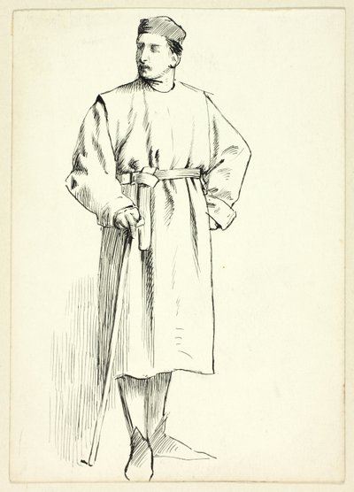 Stehender Mann mit Stock, Hand in der Hüfte von Henry Stacy Marks