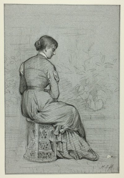 Frau auf einem Tabouret sitzend von Henry Stacy Marks