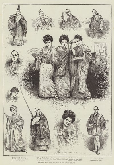 Skizzen aus "The Mikado" im Savoy Theatre von Henry Stephen (b.1861 fl.1880 1925) Ludlow