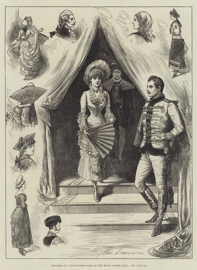 Skizzen bei einem Kostümball in der Royal Albert Hall von Henry Stephen Ludlow