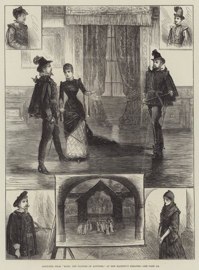 Skizzen von Moro, dem Maler von Antwerpen, im Theater Ihrer Majestät von Henry Stephen Ludlow