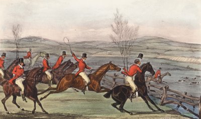 "Jetzt für die Ehre von Shropshire!" Der Shavington-Tag; Ein Wettkampf rivalisierender Rudel und somit rivalisierender Reiter von Henry Thomas (after) Alken