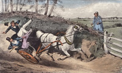 "Was! Noch nie in einer Kutsche umgekippt?" von Henry Thomas (after) Alken