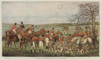 Jagd in Leicestershire, 1827, beim Tod (Chromolithographie) von Henry Thomas Alken