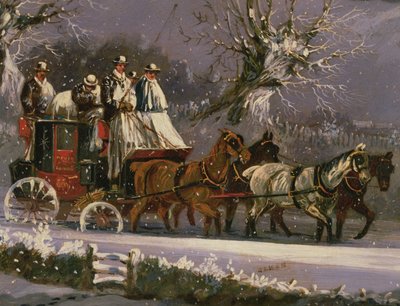 London nach Dover Kutsche im Schnee von Henry Thomas Alken