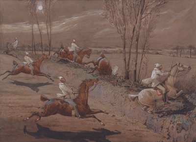 Die Nachtreiter von Nacton: Hussa! Und fort! Das große Feld bei Biles Corner von Henry Thomas Alken