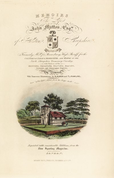 Titelseite mit kalligrafischem Titel und Vignette der englischen Tudor von Henry Thomas Alken
