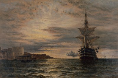 Der Morgengruß von der HMS St Vincent vor Portsmouth von Henry Thomas Dawson