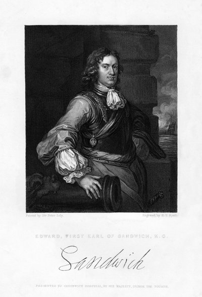 Edward Montagu, 1. Earl of Sandwich, englischer Marineoffizier, 19. Jahrhundert von Henry Thomas Ryall