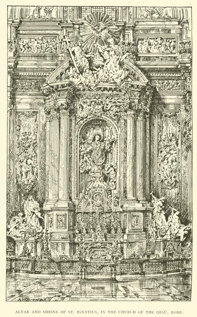 Altar und Schrein des Heiligen Ignatius in der Kirche des Gesu, Rom (Gravur) von Henry William Brewer
