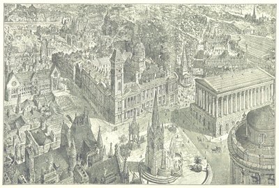 Vogelperspektive von Birmingham im Jahr 1886 von Henry William Brewer