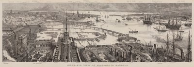 Vogelperspektive auf den Hafen von Portsmouth von Henry William Brewer