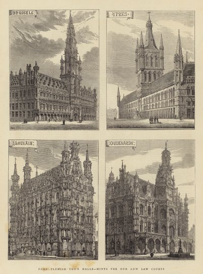 Vier flämische Rathäuser, Hinweise für unsere neuen Gerichte von Henry William Brewer