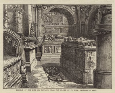 Beerdigung des verstorbenen Sir Rowland Hill, die Kapelle von St. Paul, Westminster Abbey von Henry William Brewer