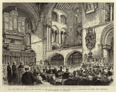 Seine Königliche Hoheit der Prinz von Wales bei der Wiedereröffnung des Nordquerschiffs der Kirche St. Bartholomew the Great, West Smithfield, durch den Erzbischof von Canterbury von Henry William Brewer