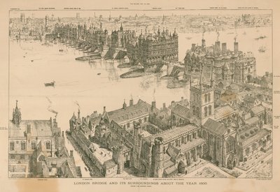 London Bridge und ihre Umgebung um das Jahr 1600 von Henry William Brewer