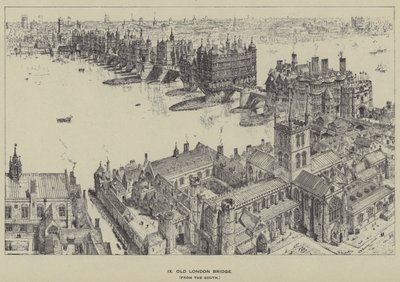 Alte Londoner Brücke, vom Süden von Henry William Brewer