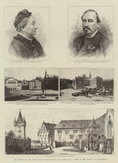 Der Tod von HH dem Herzog von Sachsen-Coburg und Gotha, KG, Ansichten im Herzogtum Sachsen-Coburg von Henry William Brewer