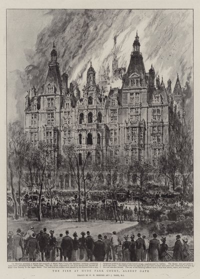 Das Feuer am Hyde Park Court, Albert Gate von Henry William Brewer